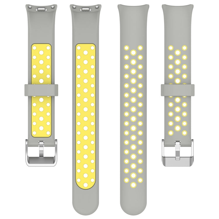 For Xiaomi Smart Band 10 / 9 / 8 Holes Style Metal Connector Two Color Silicone Watch Band