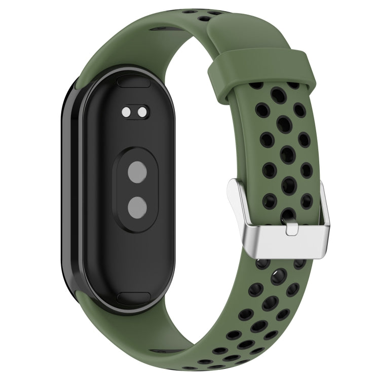 For Xiaomi Smart Band 10 / 9 / 8 Holes Style Metal Connector Two Color Silicone Watch Band