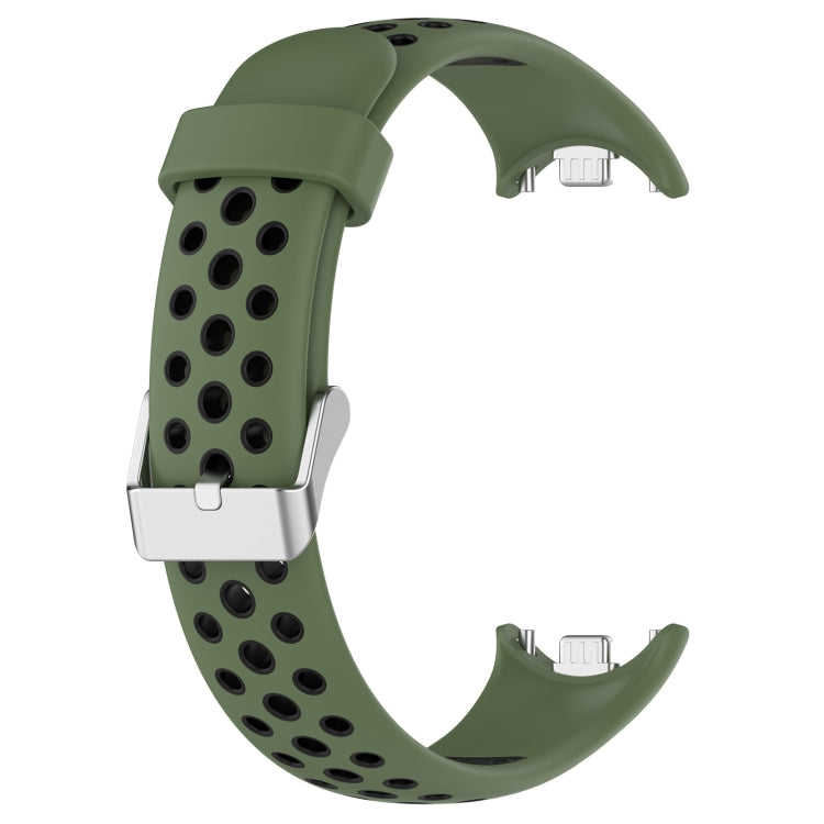 For Xiaomi Smart Band 10 / 9 / 8 Holes Style Metal Connector Two Color Silicone Watch Band