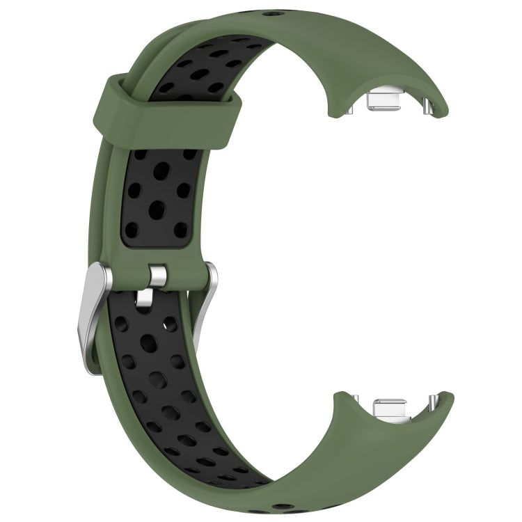 For Xiaomi Smart Band 10 / 9 / 8 Holes Style Metal Connector Two Color Silicone Watch Band