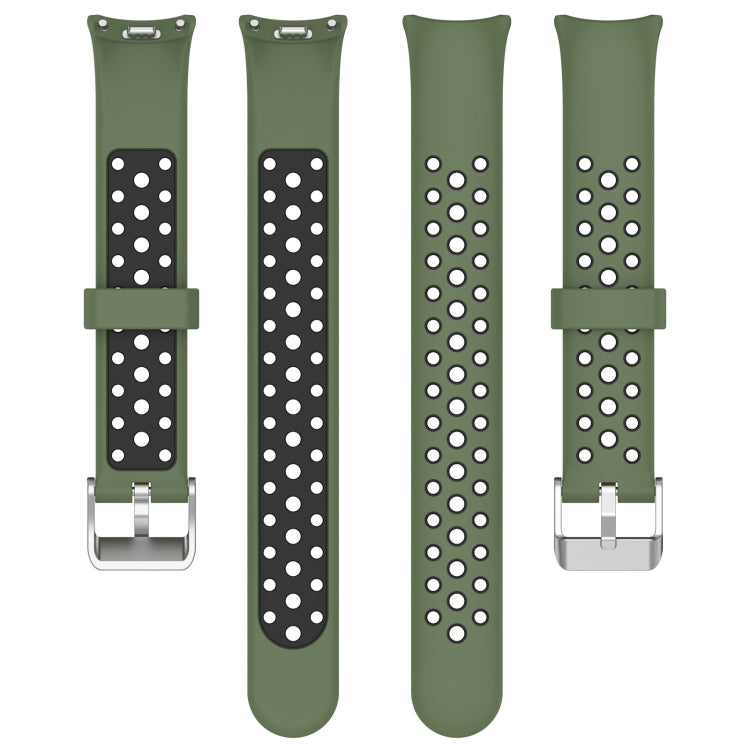 For Xiaomi Smart Band 10 / 9 / 8 Holes Style Metal Connector Two Color Silicone Watch Band
