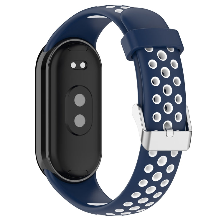 For Xiaomi Smart Band 10 / 9 / 8 Holes Style Metal Connector Two Color Silicone Watch Band