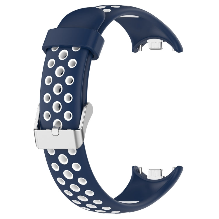 For Xiaomi Smart Band 10 / 9 / 8 Holes Style Metal Connector Two Color Silicone Watch Band