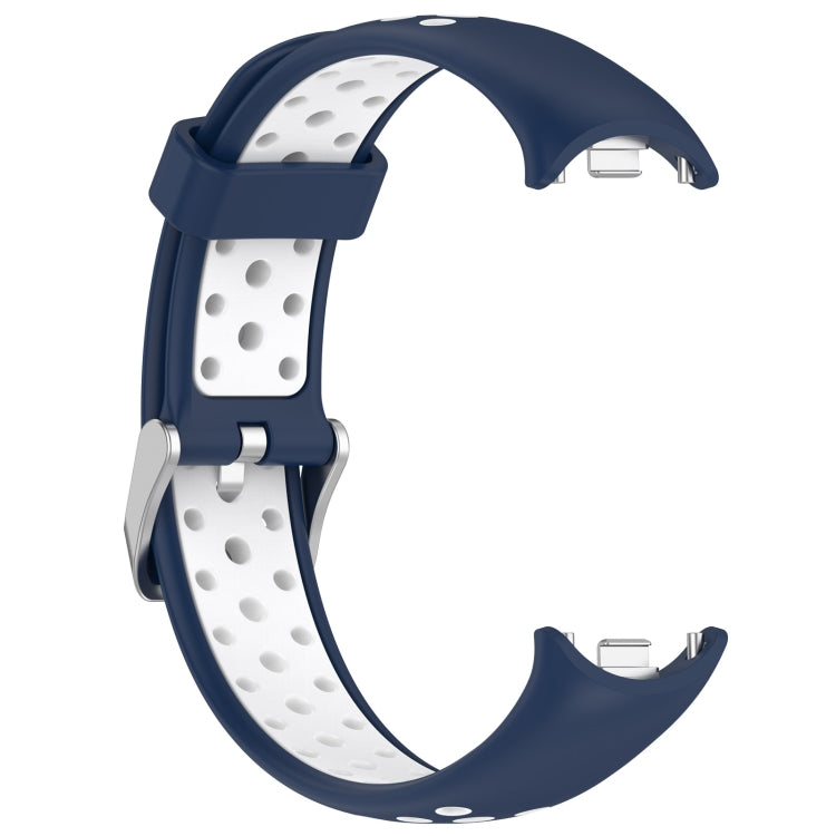 For Xiaomi Smart Band 10 / 9 / 8 Holes Style Metal Connector Two Color Silicone Watch Band