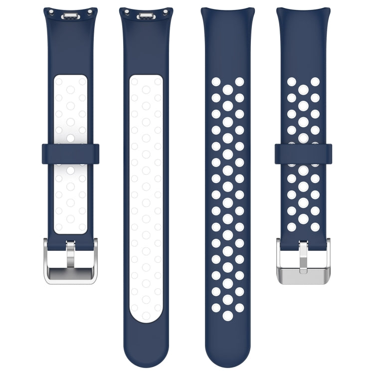 For Xiaomi Smart Band 10 / 9 / 8 Holes Style Metal Connector Two Color Silicone Watch Band