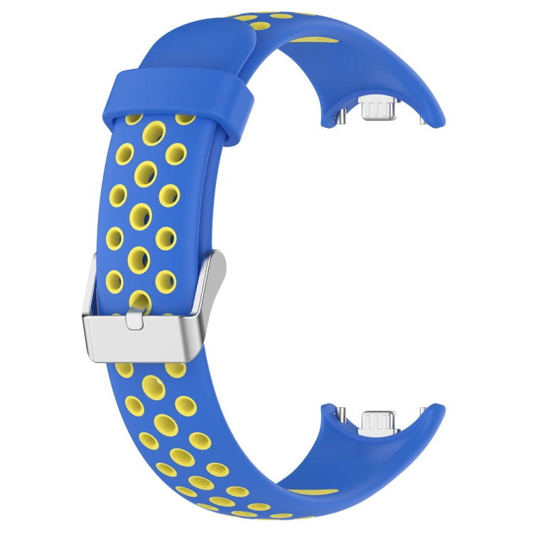 For Xiaomi Smart Band 10 / 9 / 8 Holes Style Metal Connector Two Color Silicone Watch Band