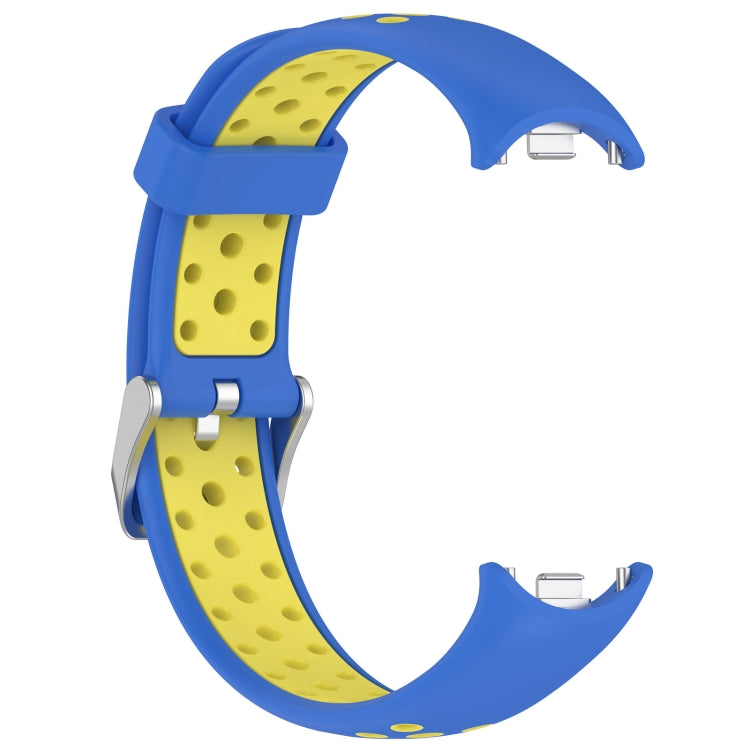 For Xiaomi Smart Band 10 / 9 / 8 Holes Style Metal Connector Two Color Silicone Watch Band