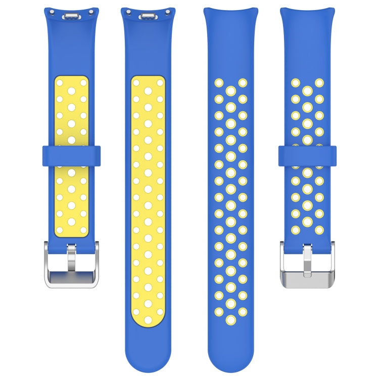 For Xiaomi Smart Band 10 / 9 / 8 Holes Style Metal Connector Two Color Silicone Watch Band