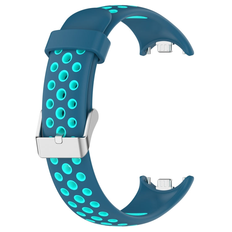 For Xiaomi Smart Band 10 / 9 / 8 Holes Style Metal Connector Two Color Silicone Watch Band