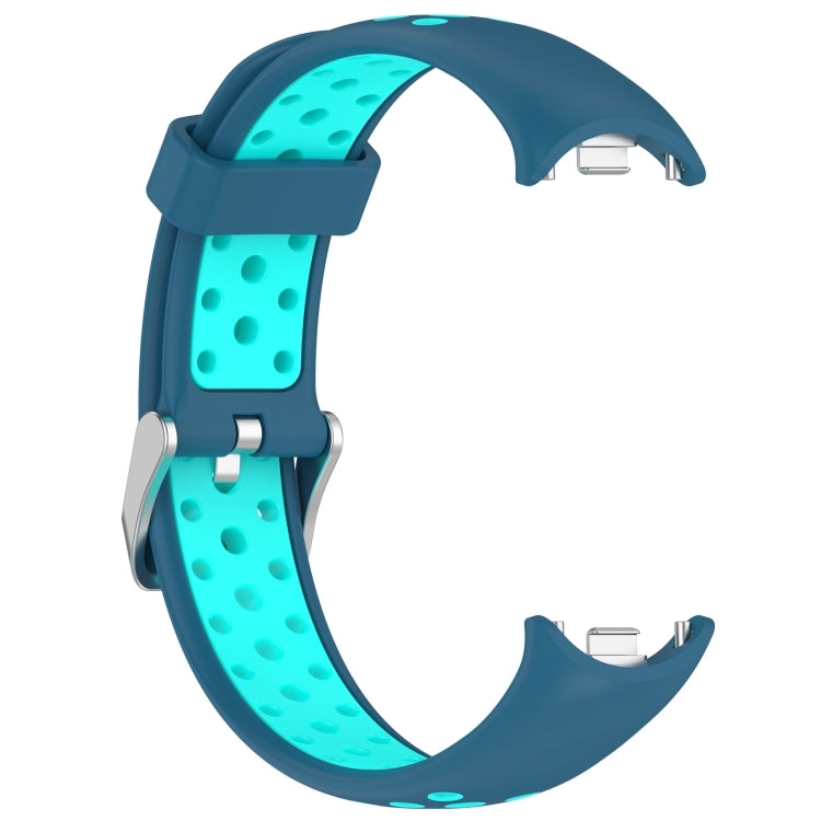 For Xiaomi Smart Band 10 / 9 / 8 Holes Style Metal Connector Two Color Silicone Watch Band