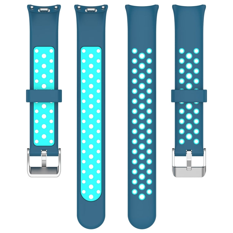 For Xiaomi Smart Band 10 / 9 / 8 Holes Style Metal Connector Two Color Silicone Watch Band