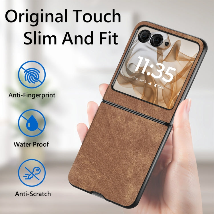 For Motorola Razr 50 Vintage Leather PC Back Cover Phone Case