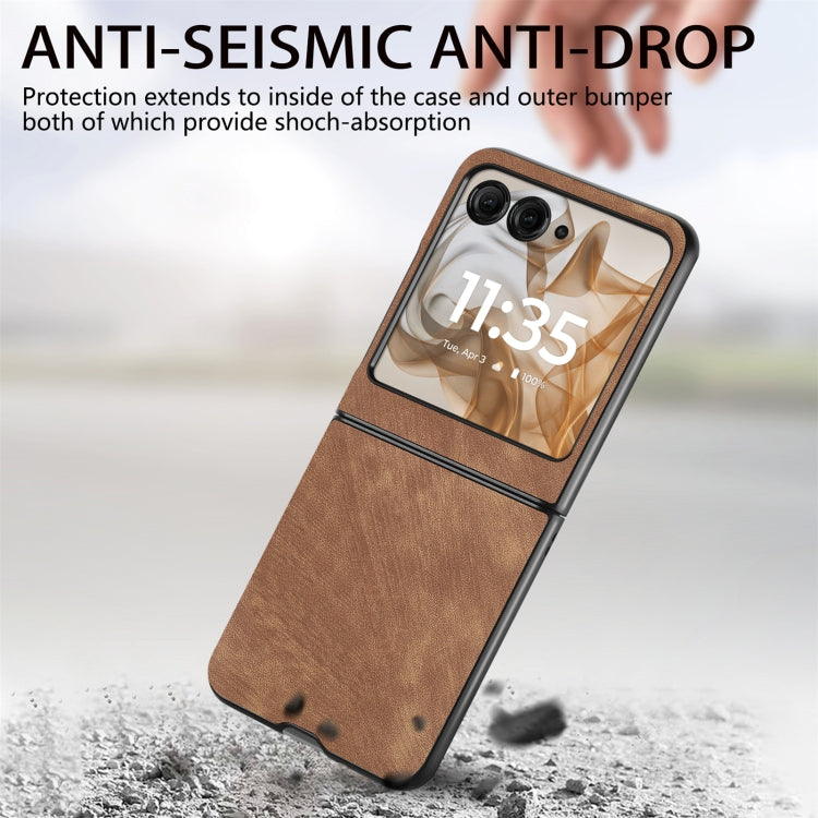 For Motorola Razr 50 Vintage Leather PC Back Cover Phone Case