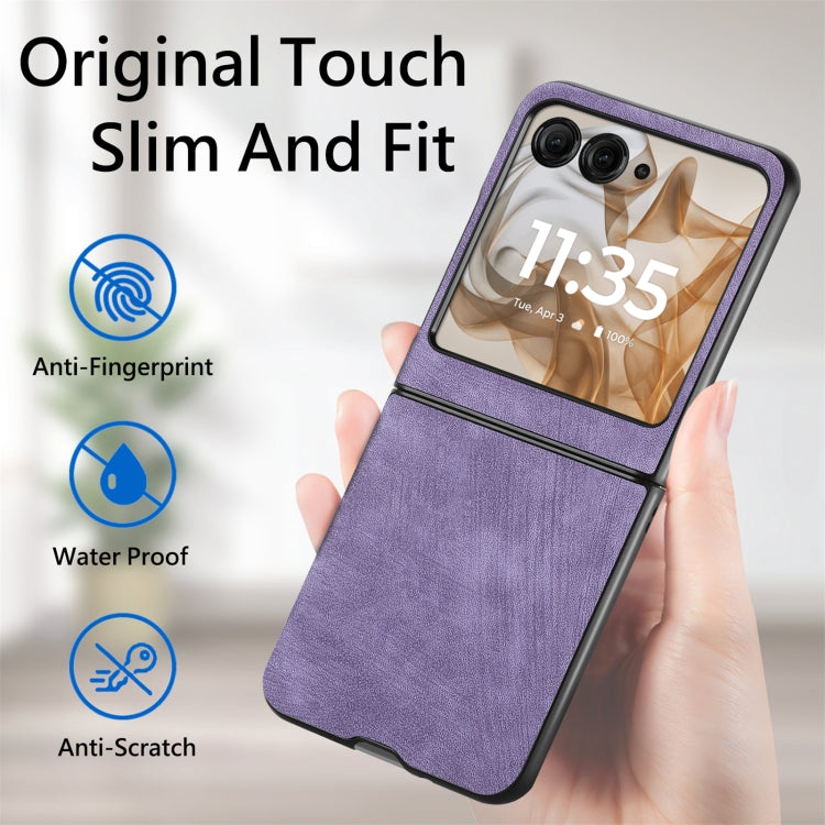 For Motorola Razr 50 Vintage Leather PC Back Cover Phone Case