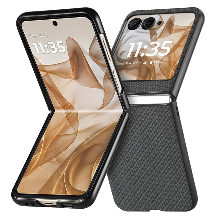 For Motorola Razr 50 Carbon Fiber Texture Leather Back Phone Case