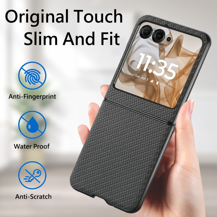 For Motorola Razr 50 Carbon Fiber Texture Leather Back Phone Case