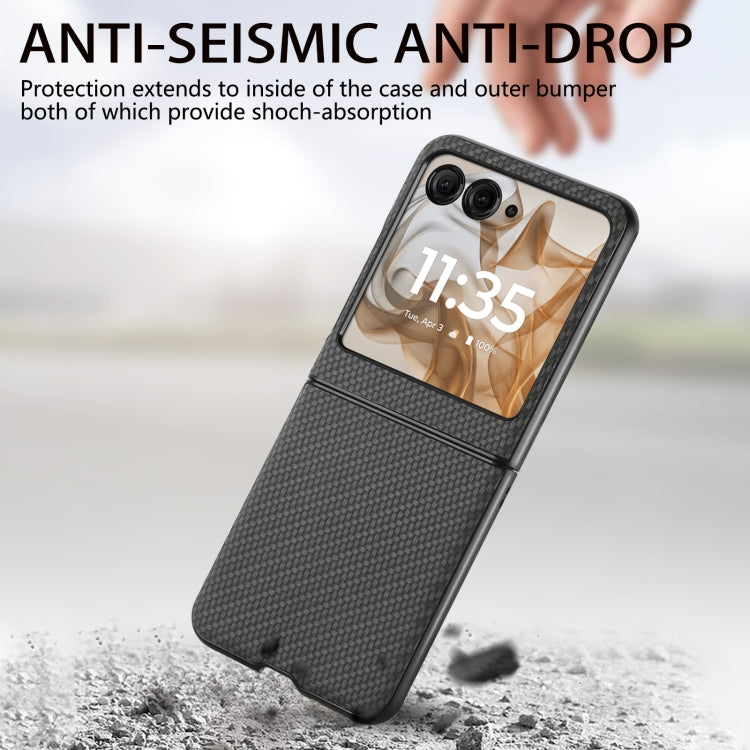 For Motorola Razr 50 Carbon Fiber Texture Leather Back Phone Case