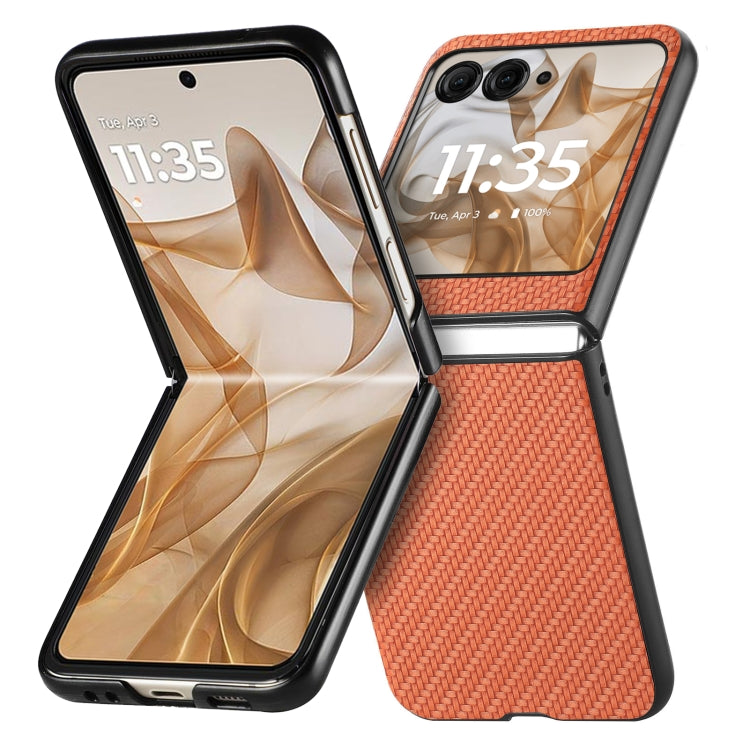 For Motorola Razr 50 Carbon Fiber Texture Leather Back Phone Case