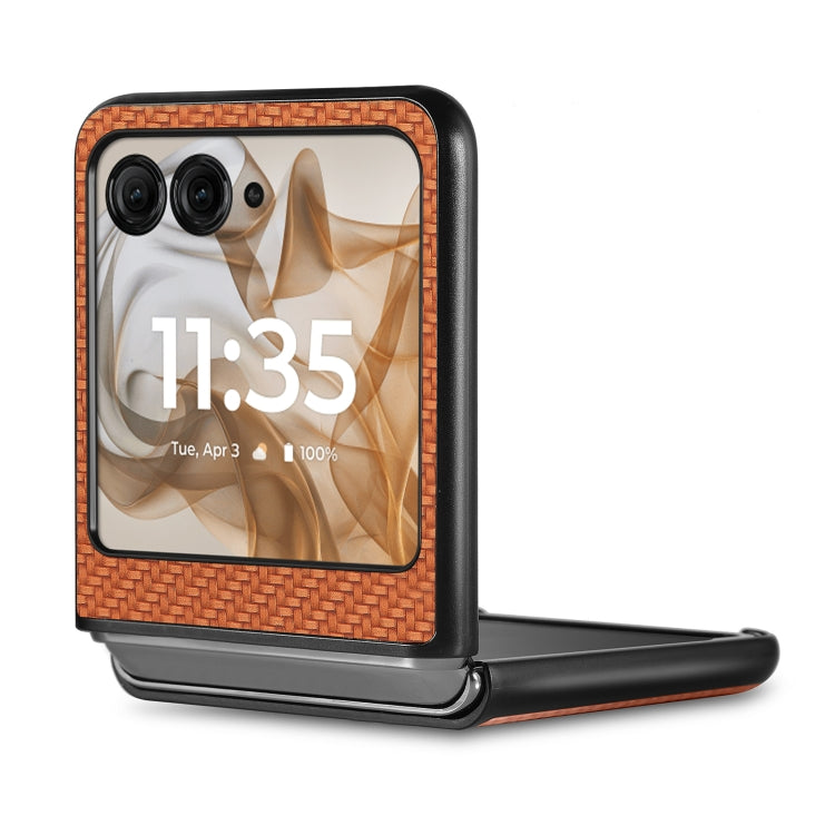 For Motorola Razr 50 Carbon Fiber Texture Leather Back Phone Case