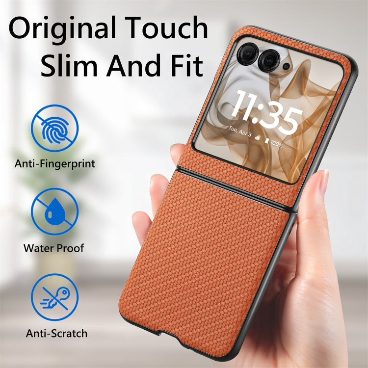 For Motorola Razr 50 Carbon Fiber Texture Leather Back Phone Case