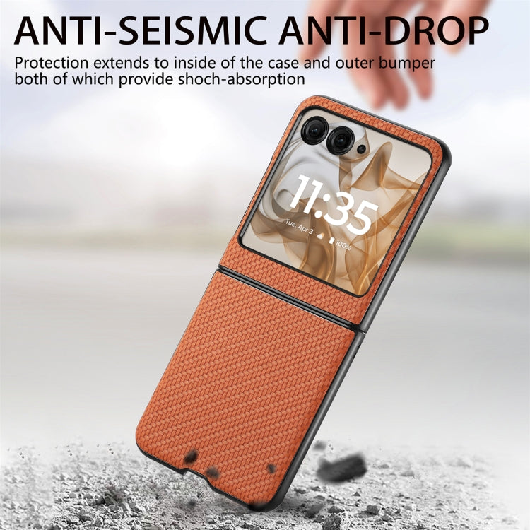 For Motorola Razr 50 Carbon Fiber Texture Leather Back Phone Case