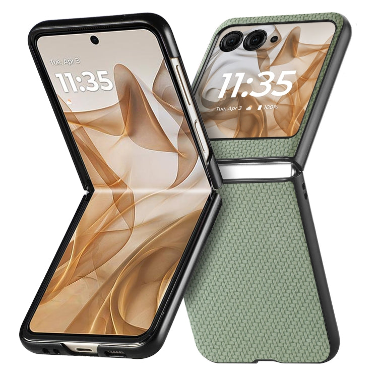 For Motorola Razr 50 Carbon Fiber Texture Leather Back Phone Case