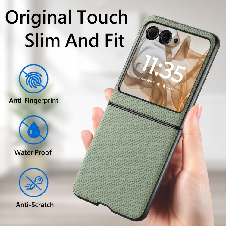For Motorola Razr 50 Carbon Fiber Texture Leather Back Phone Case