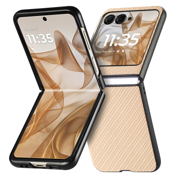 For Motorola Razr 50 Carbon Fiber Texture Leather Back Phone Case