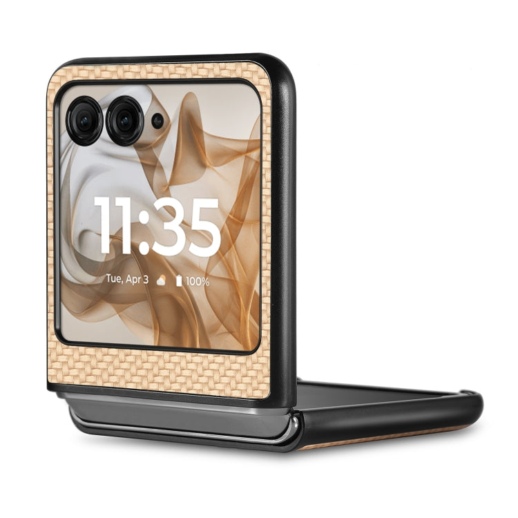 For Motorola Razr 50 Carbon Fiber Texture Leather Back Phone Case