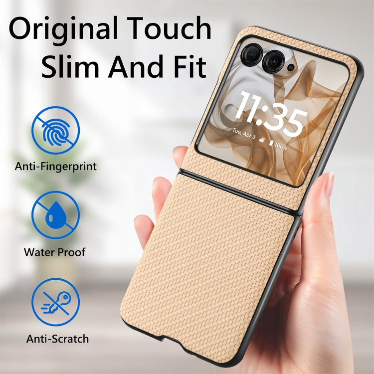 For Motorola Razr 50 Carbon Fiber Texture Leather Back Phone Case
