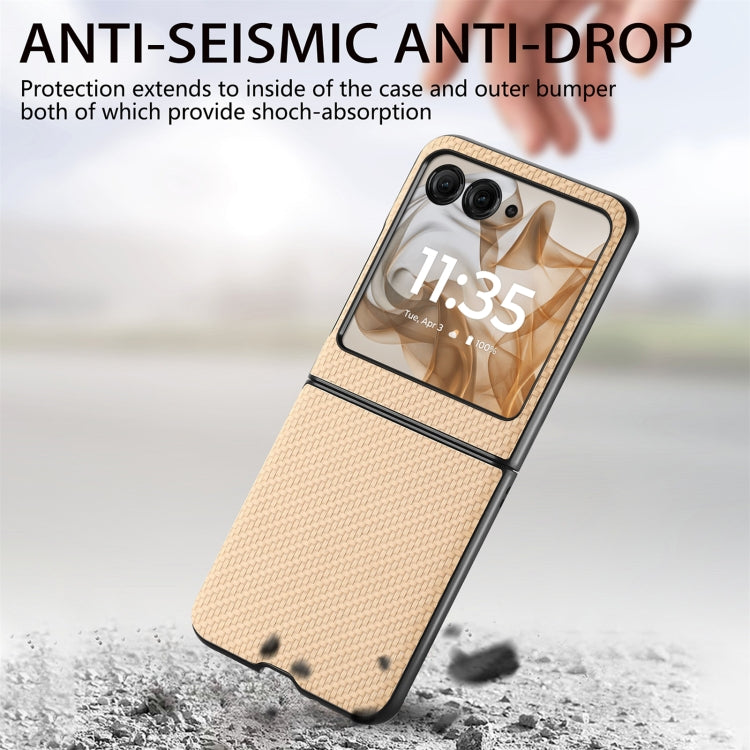 For Motorola Razr 50 Carbon Fiber Texture Leather Back Phone Case