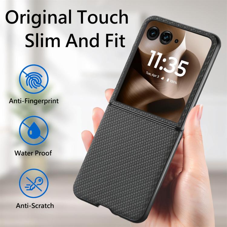For Motorola Razr 60 Carbon Fiber Texture Leather Back Phone Case
