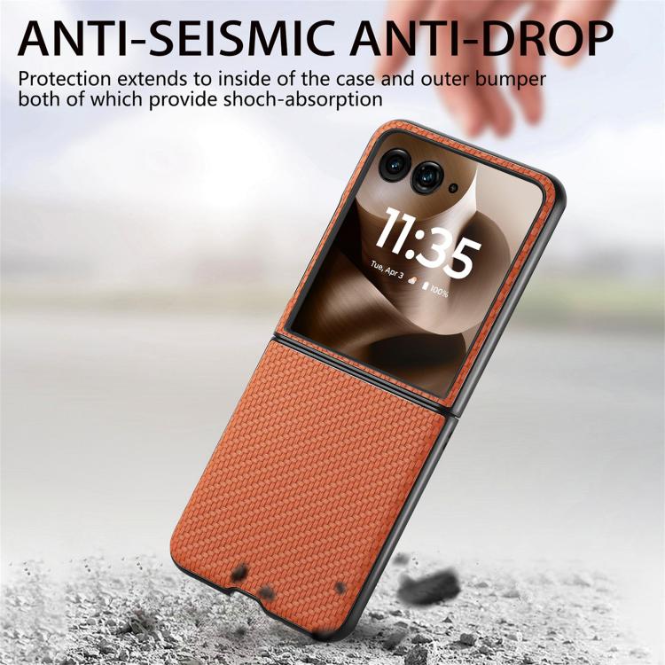 For Motorola Razr 60 Carbon Fiber Texture Leather Back Phone Case