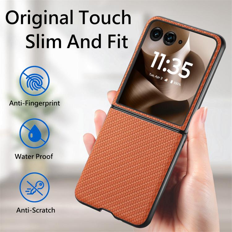 For Motorola Razr 60 Carbon Fiber Texture Leather Back Phone Case