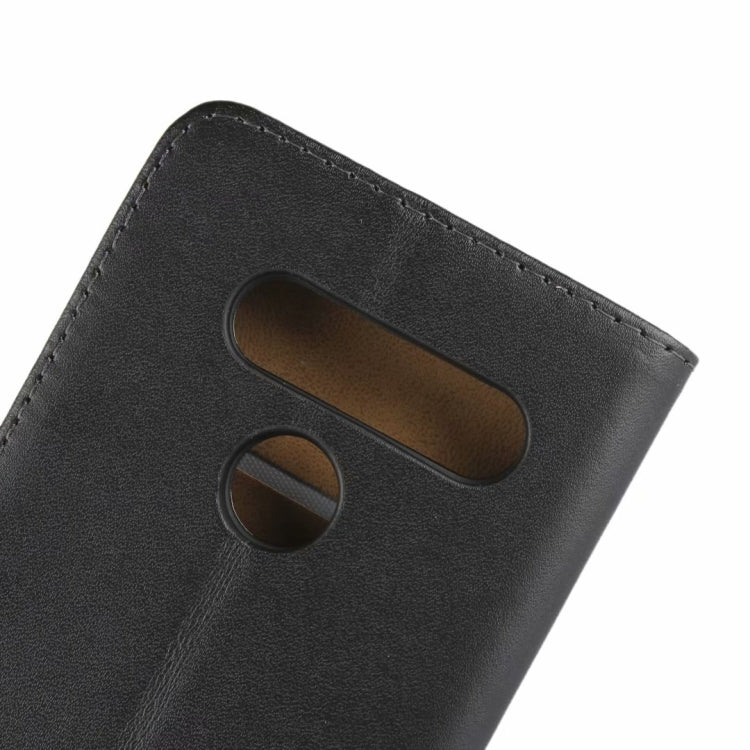 Leather Horizontal Flip Holster for LG V40 ThinQ , with Magnetic Clasp and Bracket and Card Slot and Wallet(Black)