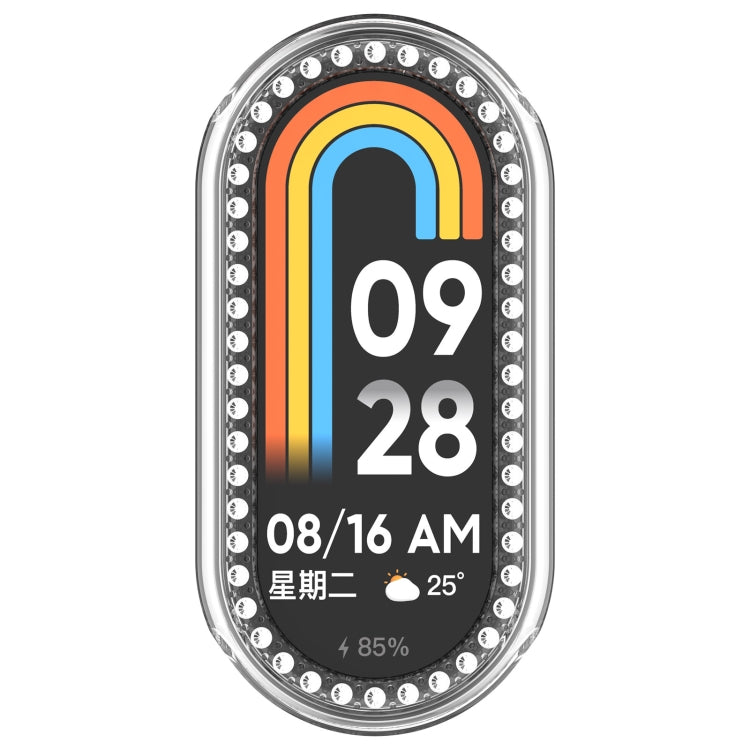 For Xiaomi Smart Band 9 Diamond Half Coverage Hollow PC Watch Protective Case