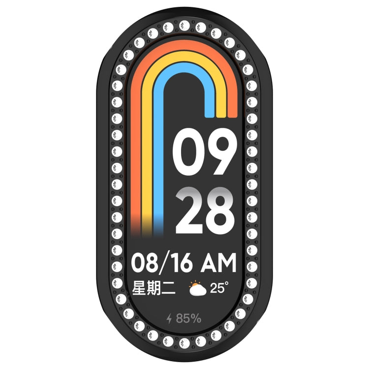 For Xiaomi Smart Band 9 Diamond Half Coverage Hollow PC Watch Protective Case