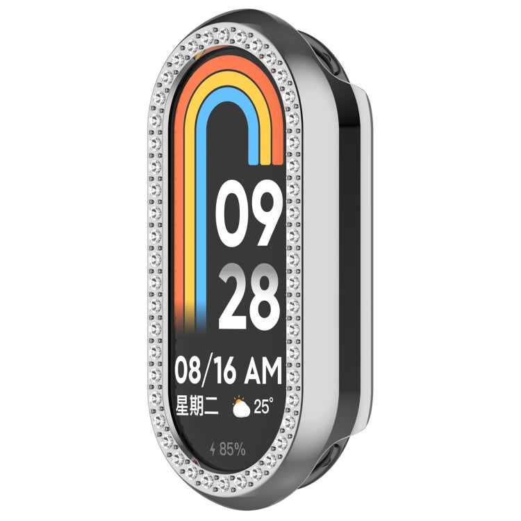 For Xiaomi Smart Band 9 Diamond Half Coverage Hollow PC Watch Protective Case