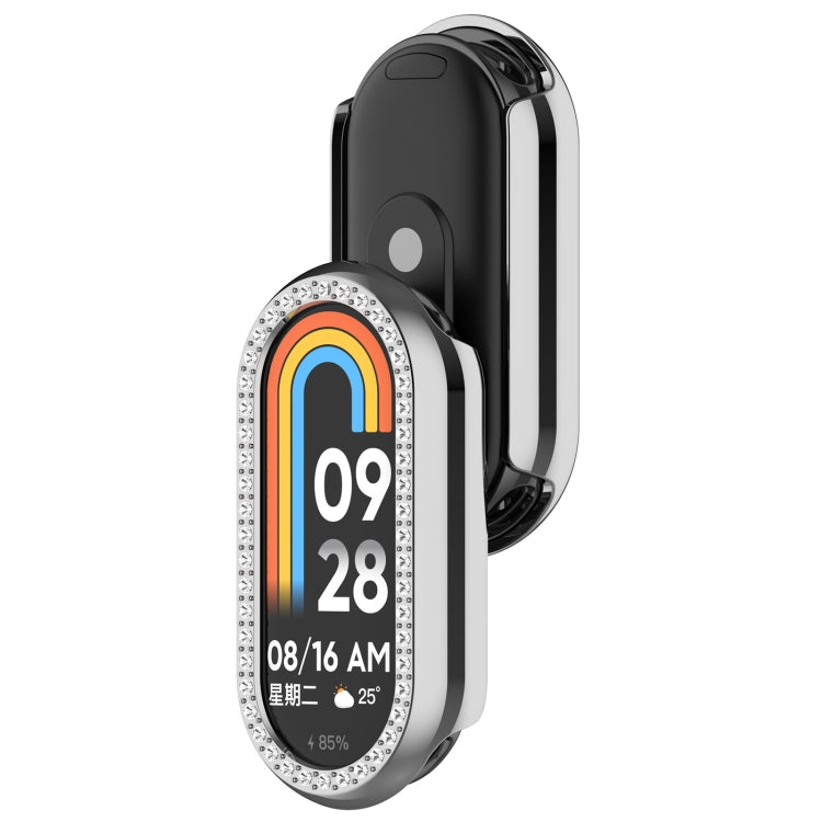 For Xiaomi Smart Band 9 Diamond Half Coverage Hollow PC Watch Protective Case