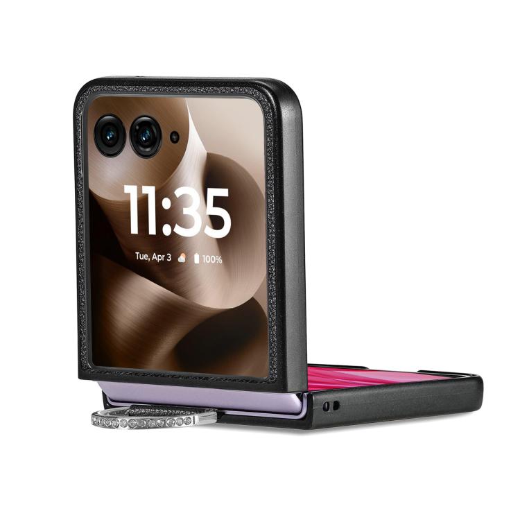For Motorola Razr 60 Litchi Texture Leather Ring Fold Phone Case
