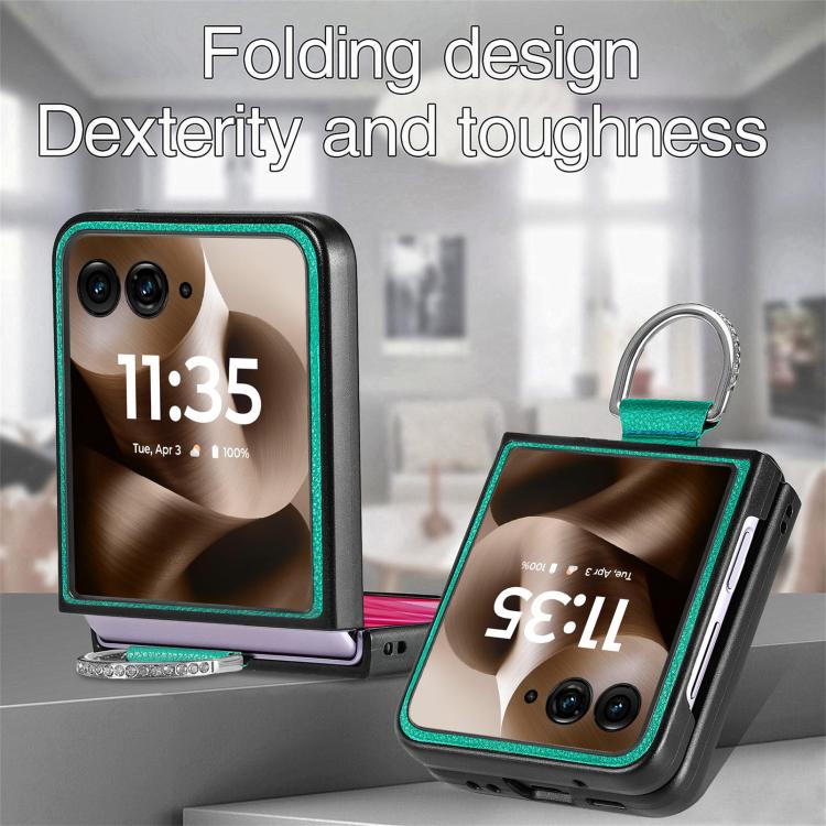 For Motorola Razr 60 Litchi Texture Leather Ring Fold Phone Case