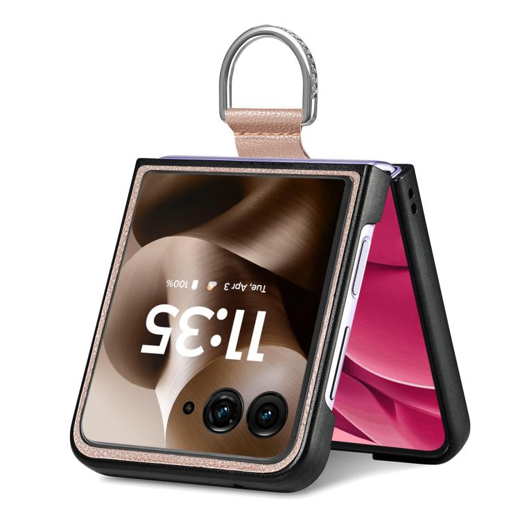 For Motorola Razr 60 Ultra Litchi Texture Leather Ring Fold Phone Case