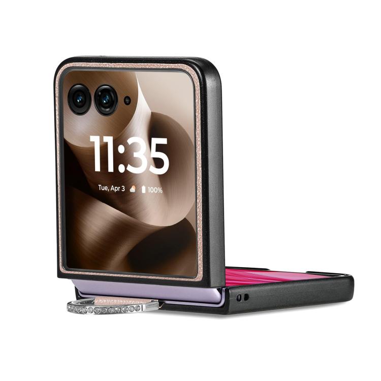 For Motorola Razr 60 Ultra Litchi Texture Leather Ring Fold Phone Case