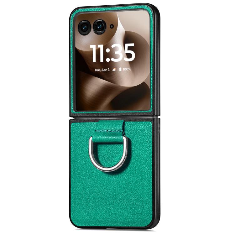 For Motorola Razr 60 Ultra Litchi Texture Leather Ring Fold Phone Case