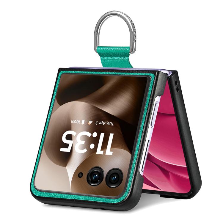 For Motorola Razr 60 Ultra Litchi Texture Leather Ring Fold Phone Case