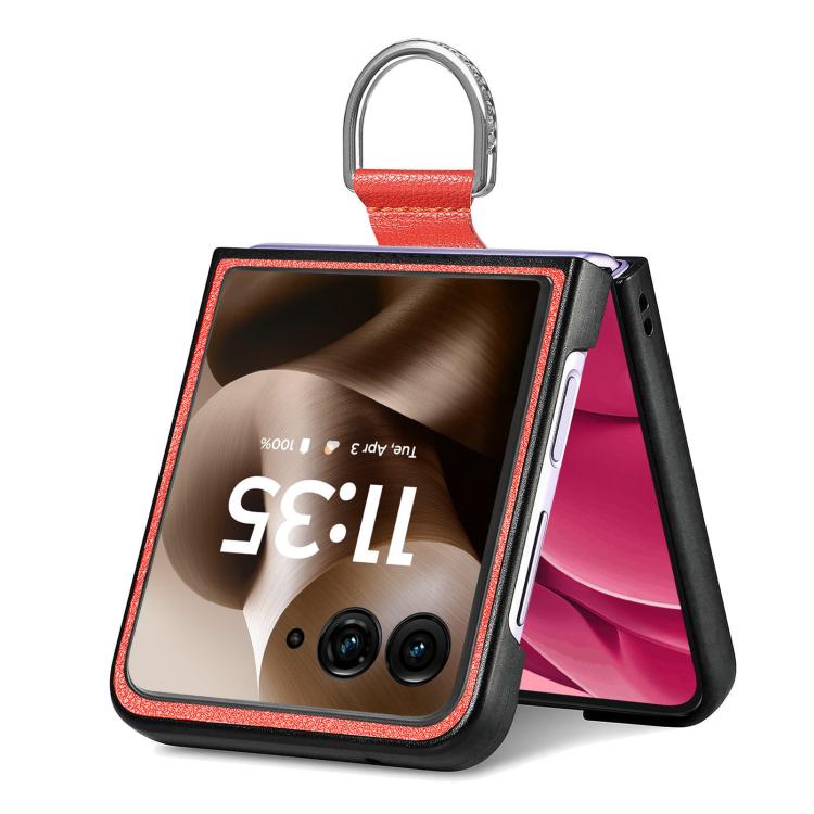 For Motorola Razr 60 Ultra Litchi Texture Leather Ring Fold Phone Case