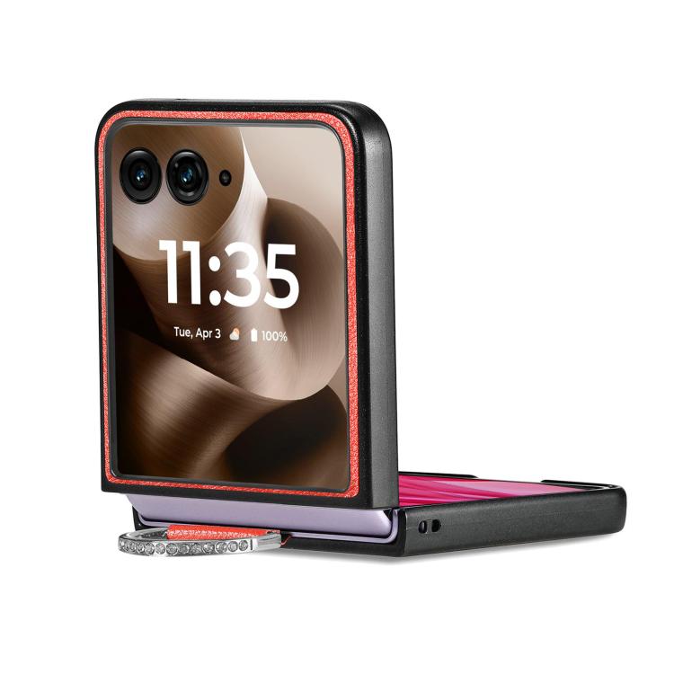 For Motorola Razr 60 Ultra Litchi Texture Leather Ring Fold Phone Case
