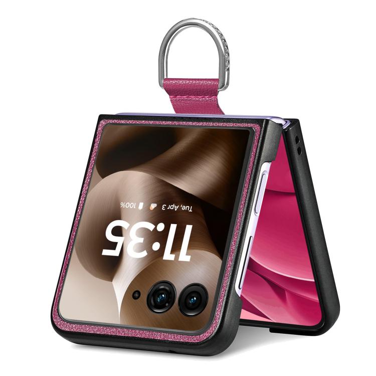 For Motorola Razr 60 Ultra Litchi Texture Leather Ring Fold Phone Case