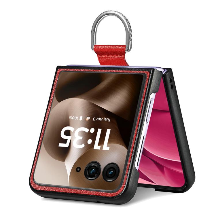 For Motorola Razr 60 Ultra Litchi Texture Leather Ring Fold Phone Case