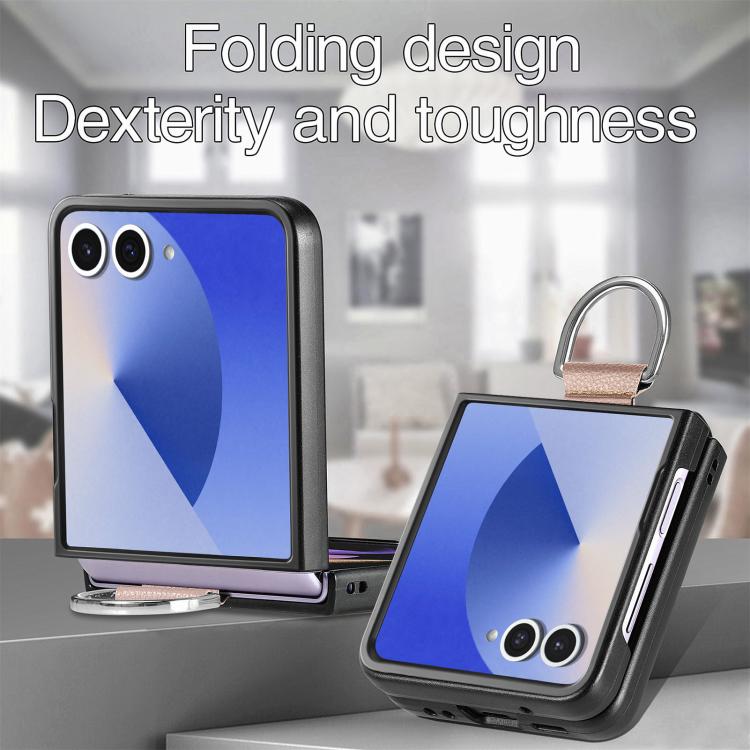 For Galaxy Z Flip7 5G Litchi Texture Leather Ring Phone Case